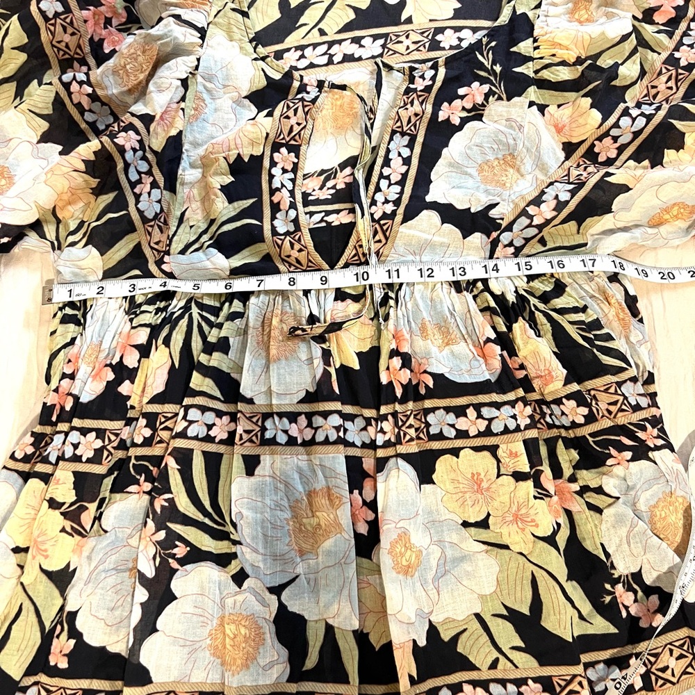 Billabong Floral Midi Dress Puff Sleeves Tie Back Pockets Lined Boho  SZ S EUC - Picture 6 of 8